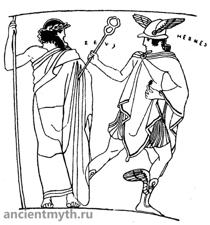 Zeus sends Hermes to the nymph Calypso