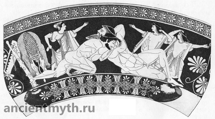 Hercules fights with Antheus