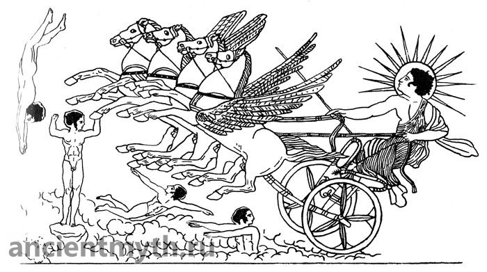 Гелиос - бог солнца, на колеснице