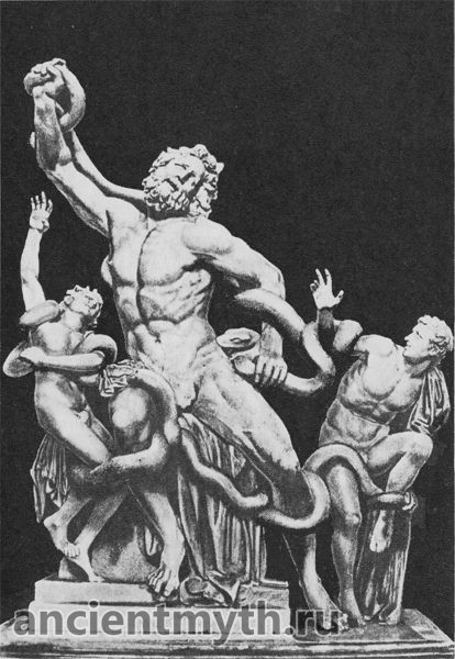 Laocoon and his sons wrapped in snakes