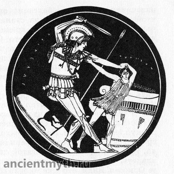 Achilles kills Priam's son, Troilus