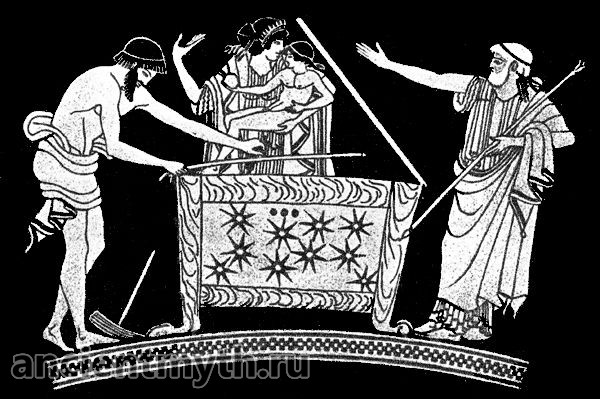 Danae dan Perseus dimasukkan ke dalam kotak