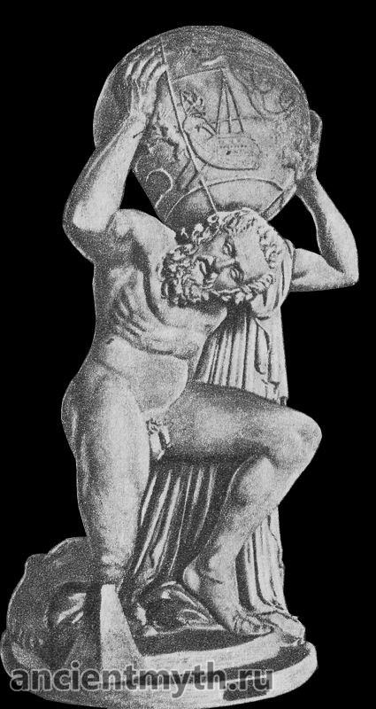 Atlas holds the firmament depicted as a ball