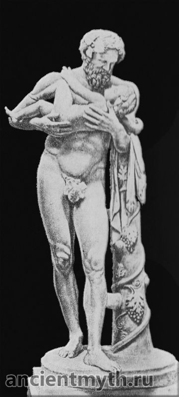 Strong with the little god Dionysus in his arms