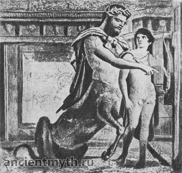 Centaur Chiron teaches Achilles to play the lyre