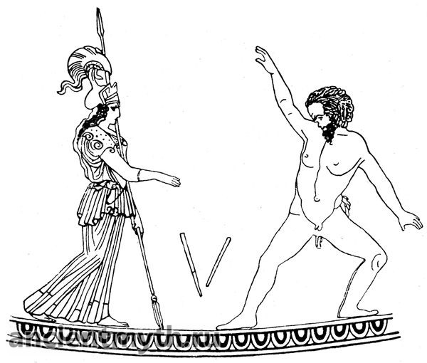 Marsyasはアテナによって投げられたフルートを見つける。